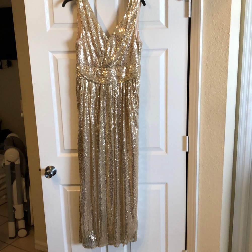 Gold sequin evening gown